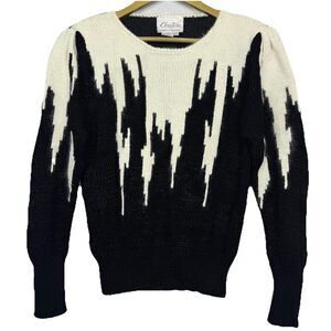 Vintage Sweater Womens Size L Hand Knitted Angora Artsy Whimsigoth Grunge Y2K